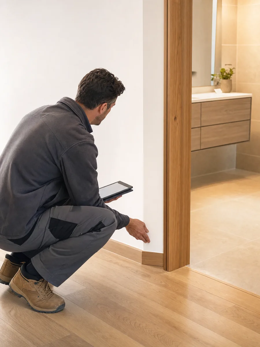 Responsable de obra supervisando los acabados de una vivienda